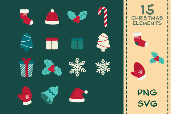 Charming 15 Christmas Clipart Elements