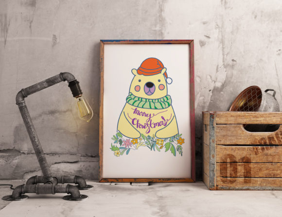 Christmas Bear Wall Art: A Festive Graphic for Your Blog