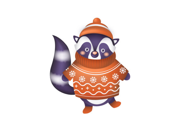 Christmas Illustration Cute Raccoon: A Versatile Graphics Asset