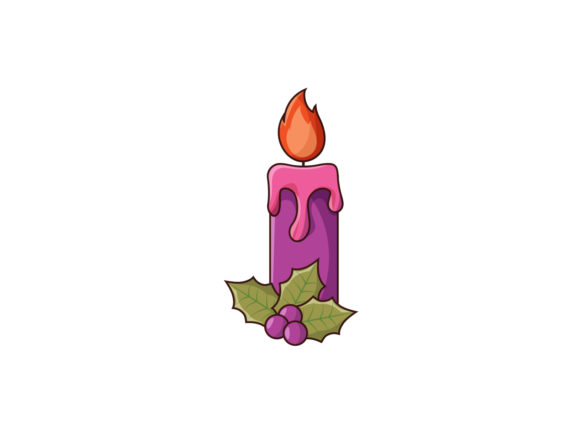 Christmas Illustration Purple Candle: A Versatile Graphics Asset