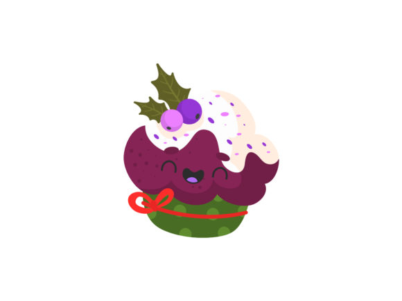 Christmas Illustration Red Cupcake: A Festive Graphic Asset
