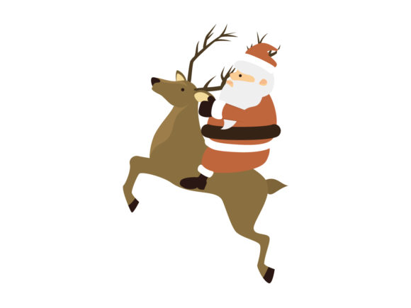 Christmas Illustration Santa Riding Deer: A Festive Graphic for Local Brands