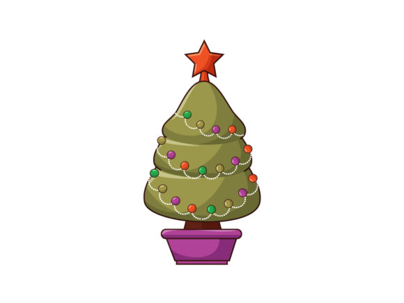Christmas Illustration Tree in a Pot: A Versatile Graphics Asset