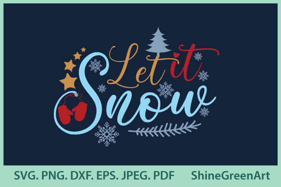 Christmas Let It Snow Winter Snowflakes Embroidery