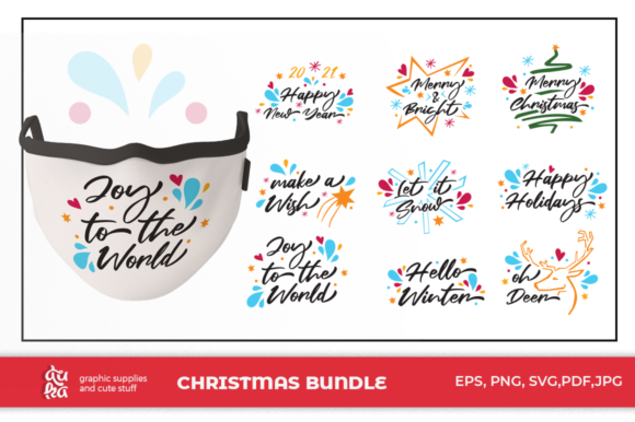 Christmas Mask Design - Bundle: Festive Graphics for Local Brands
