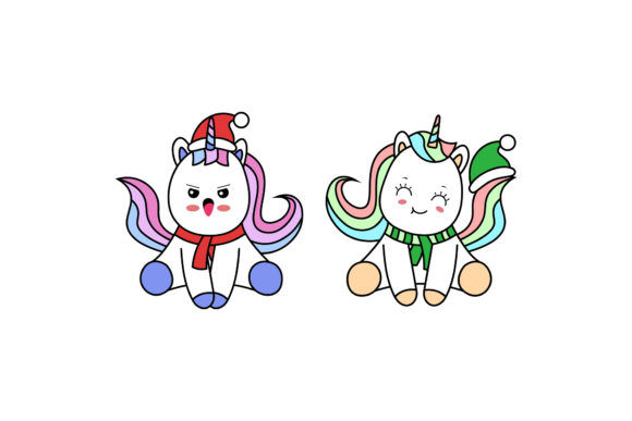 Christmas Unicorns Kawaii Vector Set: A Festive Graphics Delight