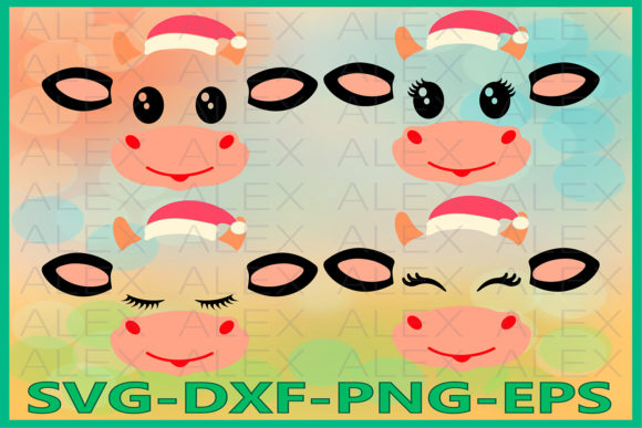 Cow Christmas, Cow Face: A Festive Graphics and Illustrations Asset