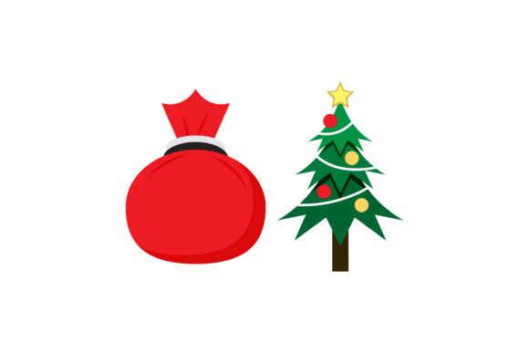 Gift Bag and Tree Christmas Vector Set: Graphics for Creative Branding