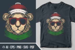 Lion Head Christmas Illustration: A Festive Graphics Gem