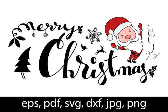 Merry Christmas Lettering with Santa: A Festive Graphic Asset